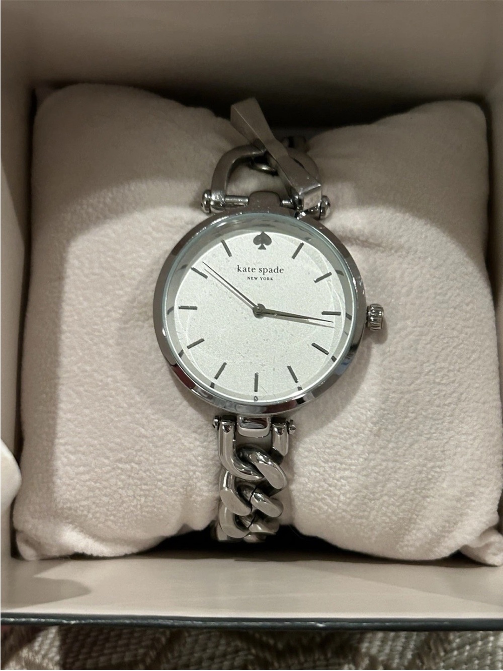 Kate Spade New York Silver Link Bracelet Watch w/ Toggle Closure